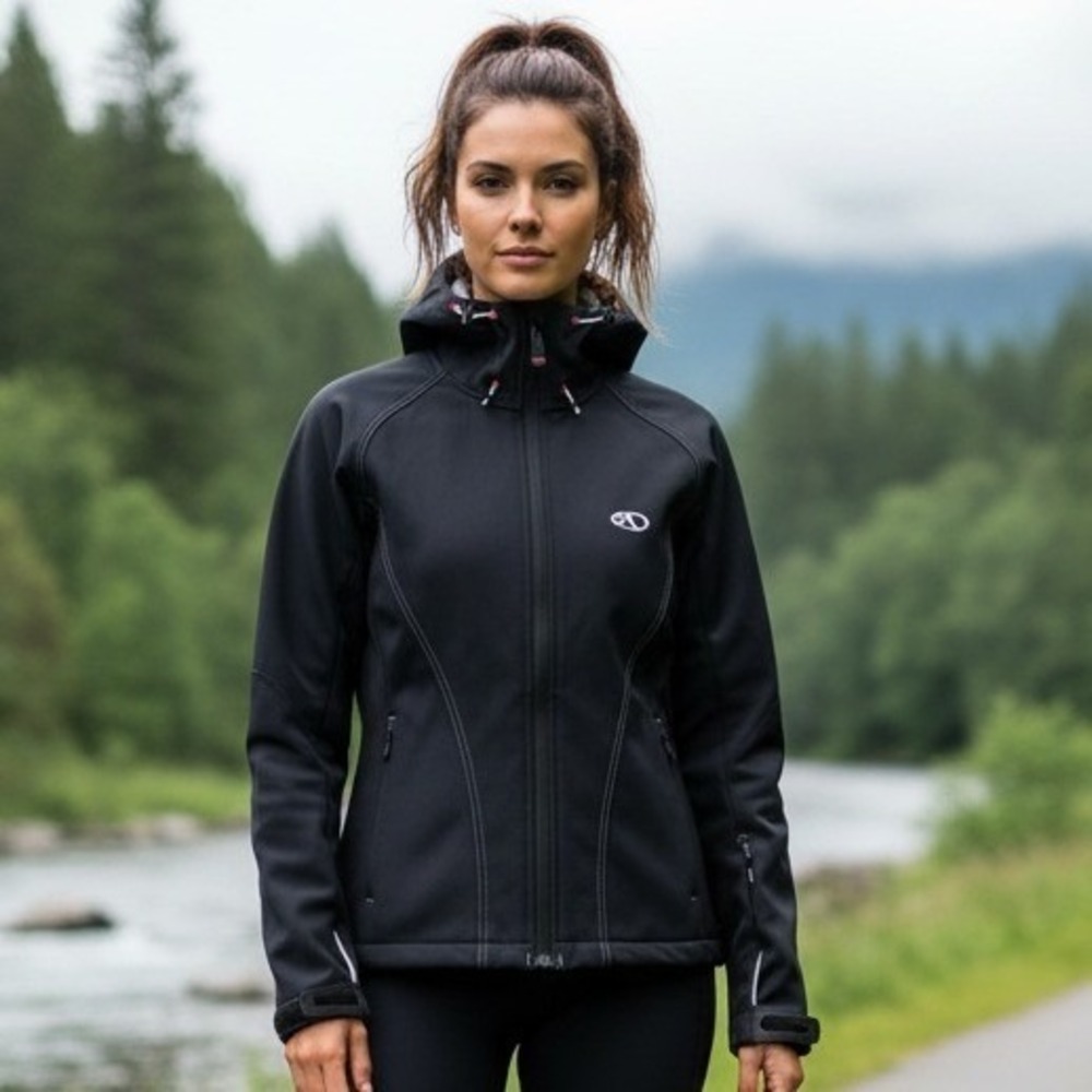 Marker Soft Shell Jacket Women's Size 4 Black Ski Hooded Fleece‎ Winter Outdoor